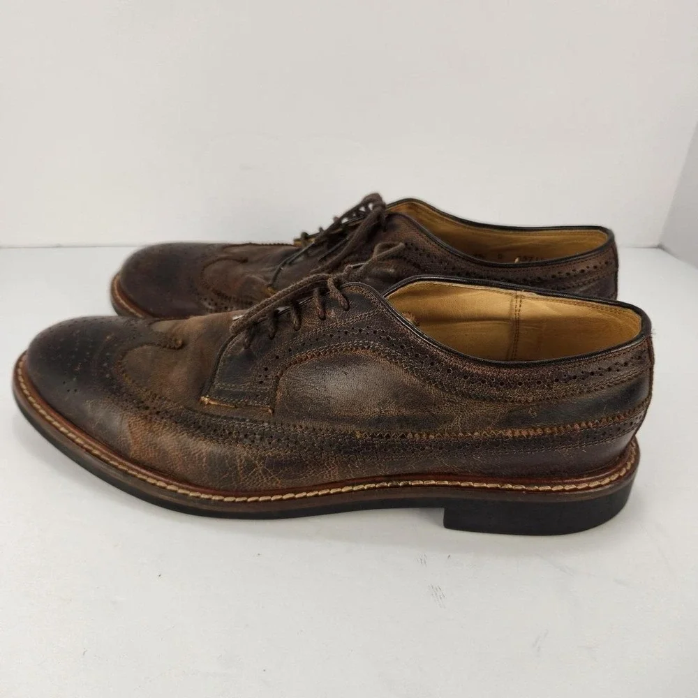Martin Dingman Men's 9.5D Brown Leather Wingtip Derby Oxford Dress Shoes